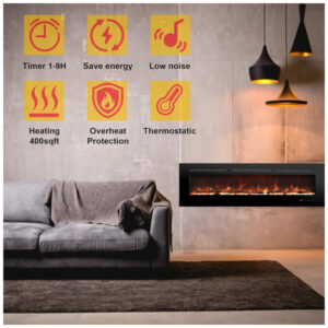 ectqm2dftn2b0b_5 jpg - Lareira Elétrica de 76,2 cm Embutida na Parede c Controle Remoto, 13 Cores de Chamas c Cristais e Troncos, Aquecedor de Ambiente Interno,Rodalflame.