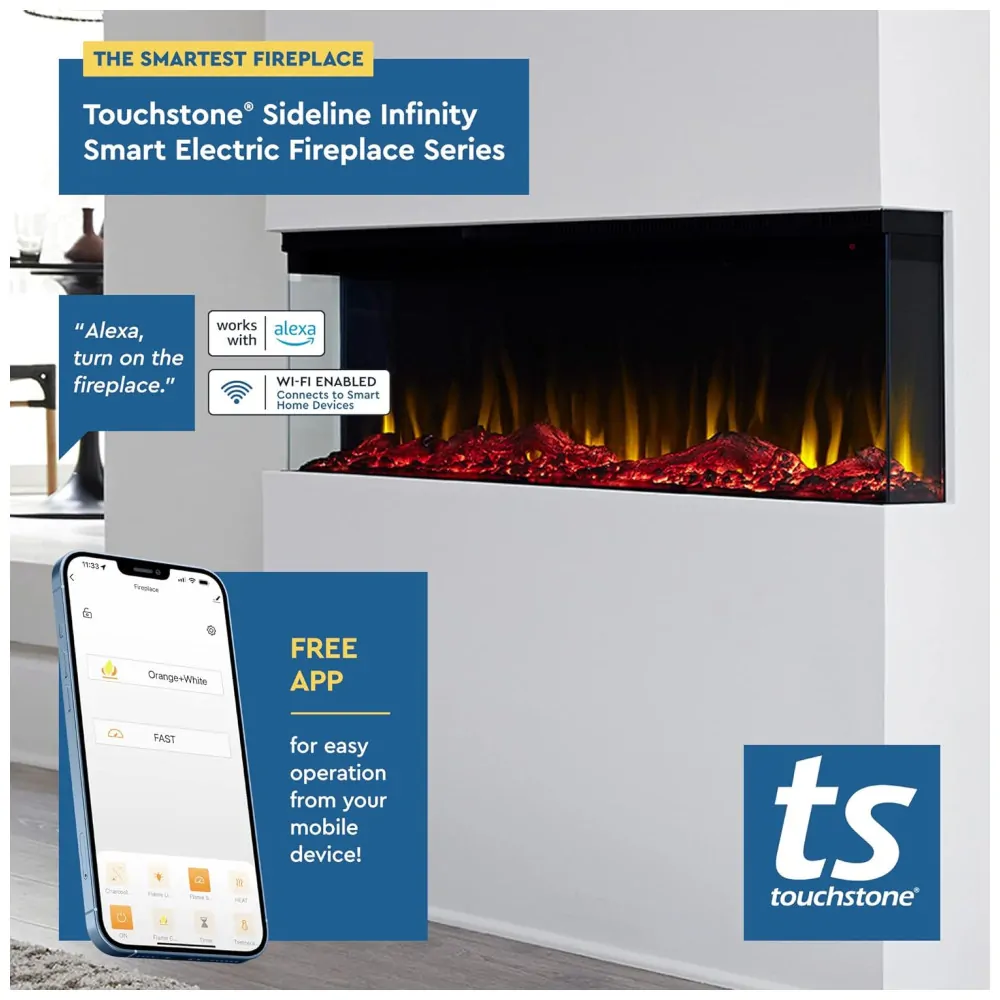 ectqm5m7lbb90b_1 jpg - Lareira Elétrica de Embutir L152 x A44 com WiFi e Controle Inteligente, 110V 750W 1500W, Touchstone, Preta