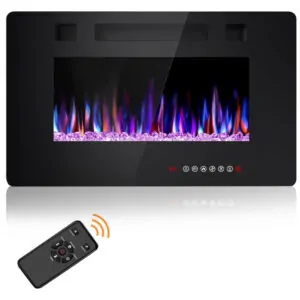 ectqm7k24hbd0b_0 jpg - Lareira Elétrica Joy Pebble de 76 cm, Embutida ou de Parede, com Aquecedor 750/1500W, LED Touch, Controle Remoto, Timer, Chamas Ajustáveis em cor