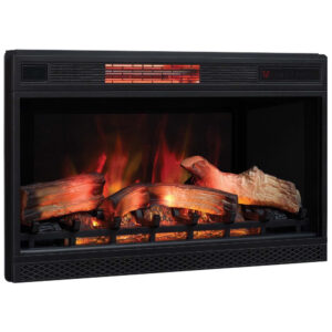 Lareira Elétrica de Embutir A52x86L cm com Efeito de Chama 3D, 110V 1500W, ClassicFlame, Preta