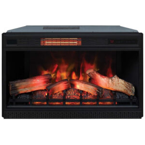 Lareira Elétrica de Embutir A52x86L cm com Efeito de Chama 3D, 110V 1500W, ClassicFlame, Preta