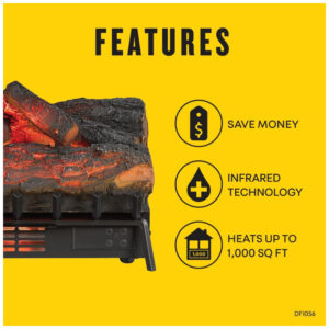 Lareira Elétrica de Embutir A52x86L cm com Efeito de Chama 3D, 110V 1500W, ClassicFlame, Preta