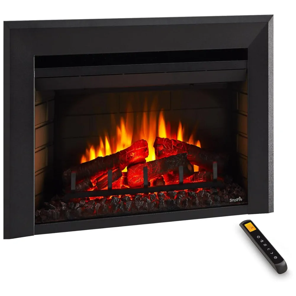 Lareira Elétrica de Embutir A41x63L cm com 4 Níveis de Intensidade de Chama, 110V 5100BTU, SIMPLIFIRE, Preta