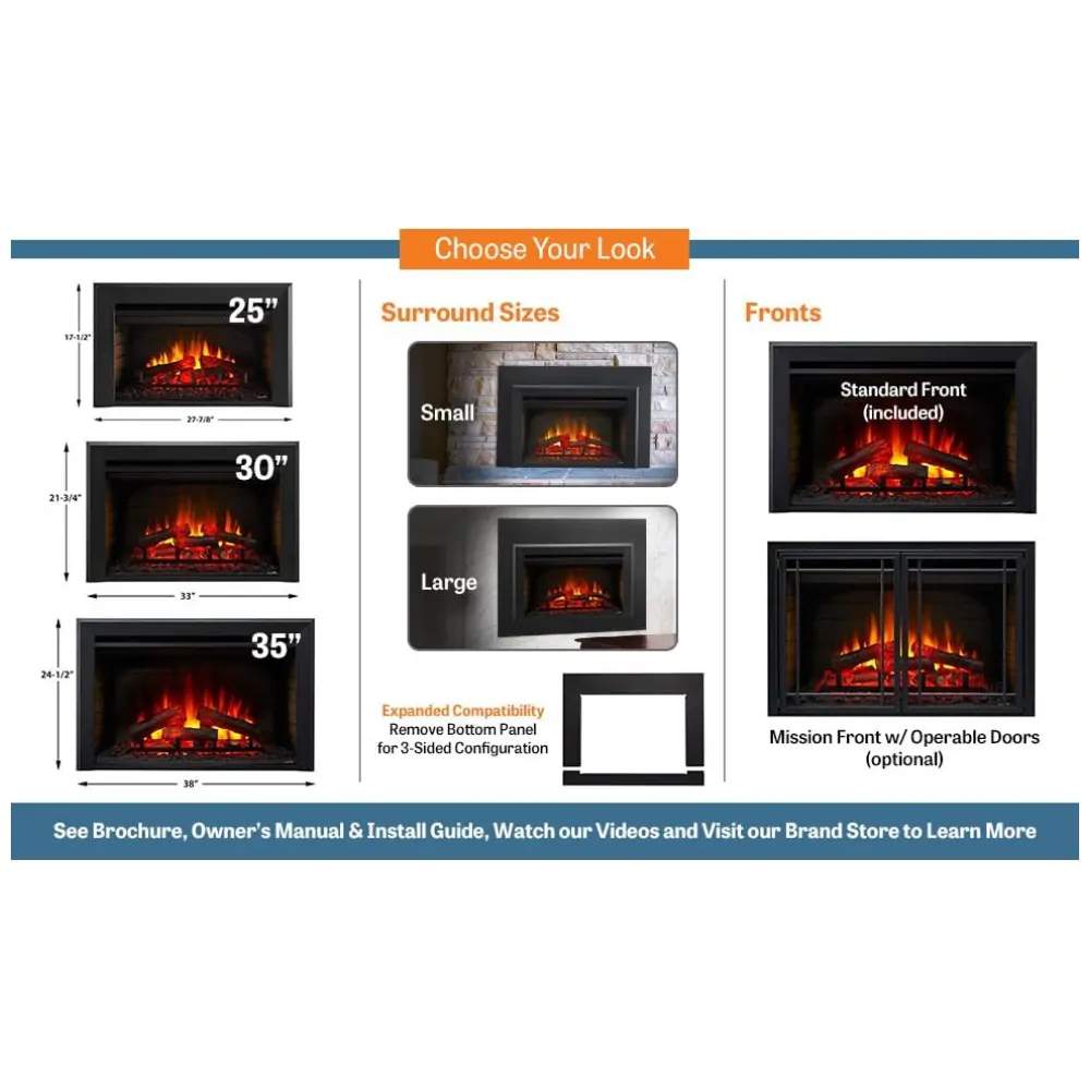 Lareira Elétrica de Embutir A41x63L cm com 4 Níveis de Intensidade de Chama, 110V 5100BTU, SIMPLIFIRE, Preta