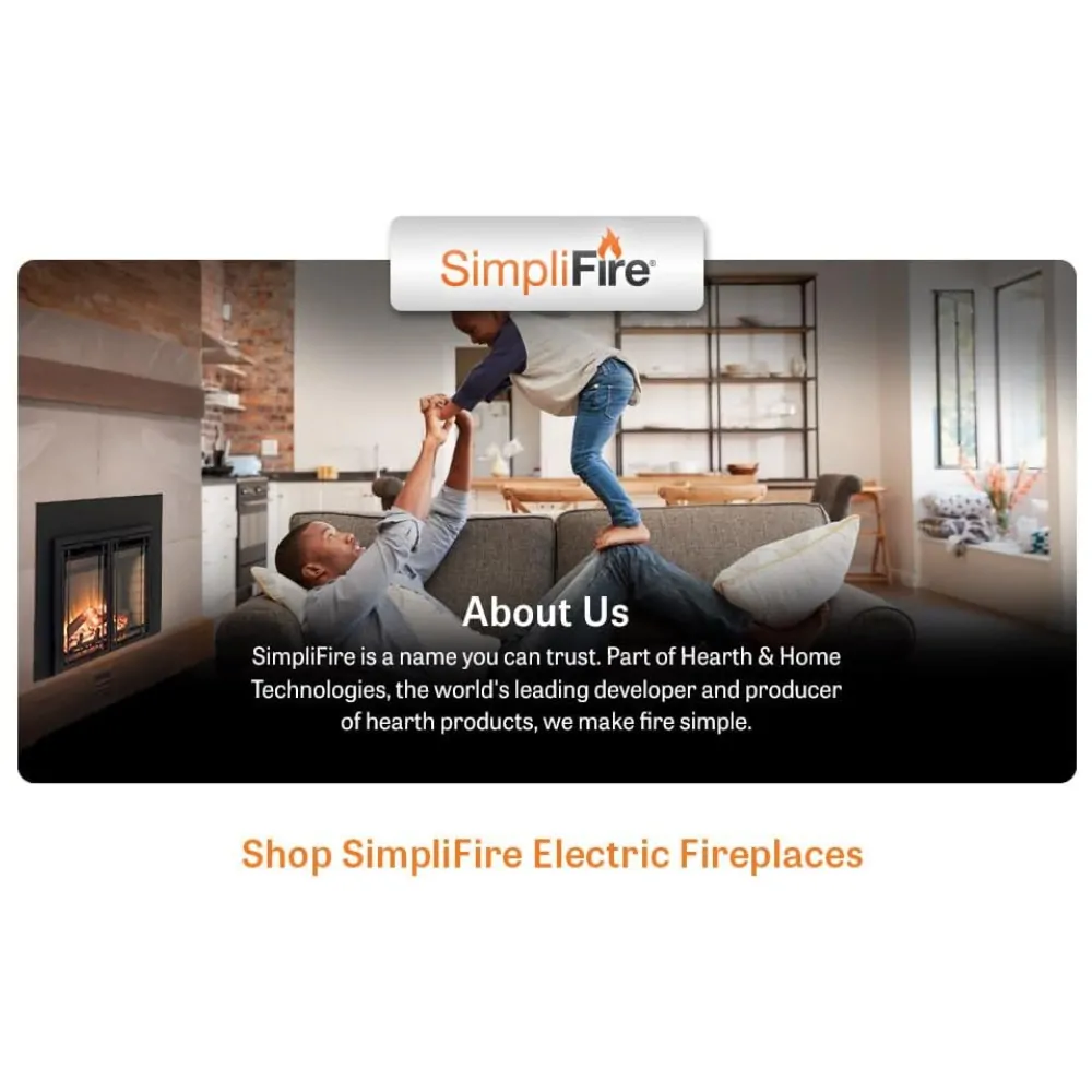 Lareira Elétrica de Embutir A41x63L cm com 4 Níveis de Intensidade de Chama, 110V 5100BTU, SIMPLIFIRE, Preta