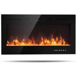 ectqml1plny70b_0 jpg - Lareira Elétrica de Embutir A54x91L cm com 9 Cores de Chamas, Controle de Temperatura, Temporizador e Controle Digital, 110V 1500W, Tangkula, Preta