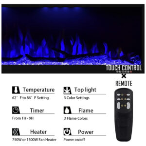 ectqmmfq6vt70b_4 jpg - Lareira Elétrica de Embutir A43x127L com Controle Remoto e Chamas Multicolorida, 110V, Masarflame, Preta