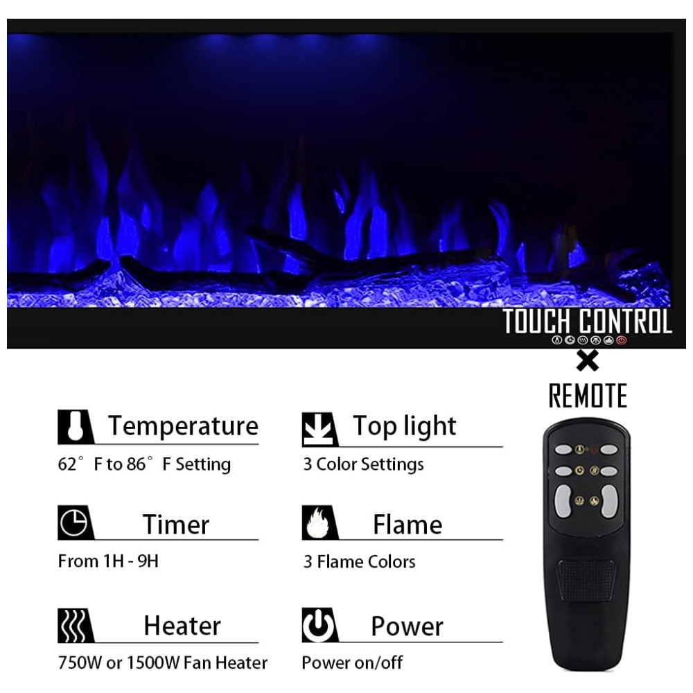 ectqmmfq6vt70b_4 jpg - Lareira Elétrica de Embutir A43x127L com Controle Remoto e Chamas Multicolorida, 110V, Masarflame, Preta
