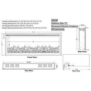 ectqmpqcztr70b_4 jpg - Lareira Elétrica de Embutir A48x182L com Controle Remoto e Chamas Multicolorida, 1500W, 110v, TOUCHSTONE, Preto