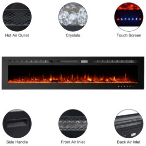 ectqmt46tbn90b_2 jpg - Lareira Elétrica de Embutir A73x203L com Controle Remoto e Tela Sensível ao Toque, 110V, CharaVector, Preta