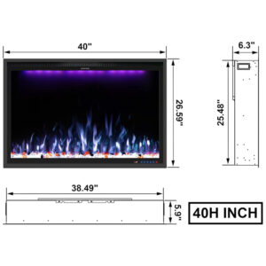ectqn2hvn3mc0b_1 jpg - Lareira Elétrica de Embutir A67x101L cm com Controle Remoto por APP, 13 Cores de Chama Ajustáveis e Slim Recessed, 110V 1500W, Benrocks BI40HZ, Preta