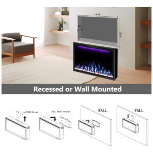 ectqn2hvn3mc0b_2 jpg - Lareira Elétrica de Embutir A67x101L cm com Controle Remoto por APP, 13 Cores de Chama Ajustáveis e Slim Recessed, 110V 1500W, Benrocks BI40HZ, Preta