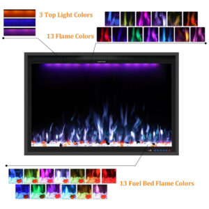 ectqn2hvn3mc0b_5 jpg - Lareira Elétrica de Embutir A67x101L cm com Controle Remoto por APP, 13 Cores de Chama Ajustáveis e Slim Recessed, 110V 1500W, Benrocks BI40HZ, Preta