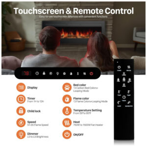 ectqn8vzh8pd0b_1 jpg - Lareira Elétrica Sweetcrispy,127 cm, 1500W 750W, de Parede, Embutida ou Independente, Aquecedor com Controle Remoto,13 Cores de Chama Ajustáveis,Timer