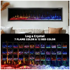 ectqnff8y3pd0b_1 jpg - Lareira Elétrica de 183 cm, Ultrafina, Embutida ou de Parede, Troncos, Madeira Flutuante ou Cristais, Controle Remoto, Termostato, Kucreiheat