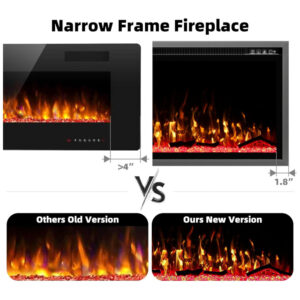 ectqnff8y3pd0b_3 jpg - Lareira Elétrica de 183 cm, Ultrafina, Embutida ou de Parede, Troncos, Madeira Flutuante ou Cristais, Controle Remoto, Termostato, Kucreiheat