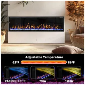 ectqnff8y3pd0b_4 jpg - Lareira Elétrica de 183 cm, Ultrafina, Embutida ou de Parede, Troncos, Madeira Flutuante ou Cristais, Controle Remoto, Termostato, Kucreiheat