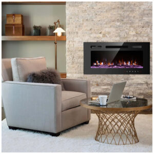 ectqnfhcqyj80b_5 jpg - Lareira Elétrica de Embutir A41x81L com Controle Remoto e 9 Cores de LED, 1500W, 110v, OUTDOOR DIAMOND 36 Inch Electric Fireplace Inserts, Preto