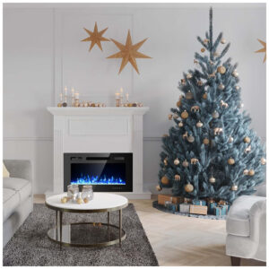 ectqnfhcqyj80b_6 jpg - Lareira Elétrica de Embutir A41x81L com Controle Remoto e 9 Cores de LED, 1500W, 110v, OUTDOOR DIAMOND 36 Inch Electric Fireplace Inserts, Preto