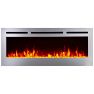 Lareira Elétrica de Embutir A54x127L com Controle por APP e Chamas Multicoloridas, 110V 1500W, Touchstone 86273, Prata