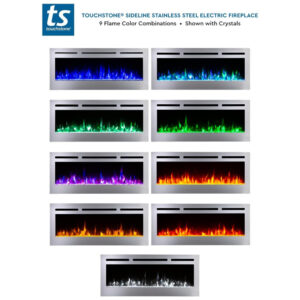 Lareira Elétrica de Embutir A54x127L com Controle por APP e Chamas Multicoloridas, 110V 1500W, Touchstone 86273, Prata