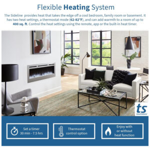 Lareira Elétrica de Embutir A54x127L com Controle por APP e Chamas Multicoloridas, 110V 1500W, Touchstone 86273, Prata