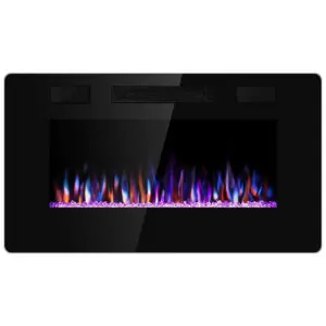 ectqnttx2px70b_0 jpg - Lareira Elétrica de Embutir A45x76L com Controle Remoto e Digital, Luz LED, Chamas Multicolorida e Temporizador, 1500W, 110v, ANTARCTIC STAR, Preto