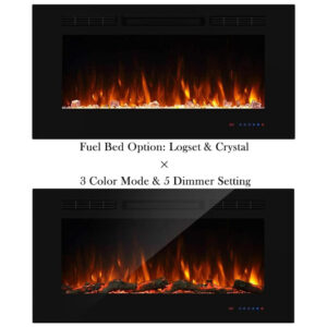 ectqnx4r1y6d0b_2 jpg - Lareira Elétrica Inteligente de 91 cm com Wi Fi, 5 Configurações de Chama, Troncos ou Cristais, Controle de Temperatura por Painel, Masarflame