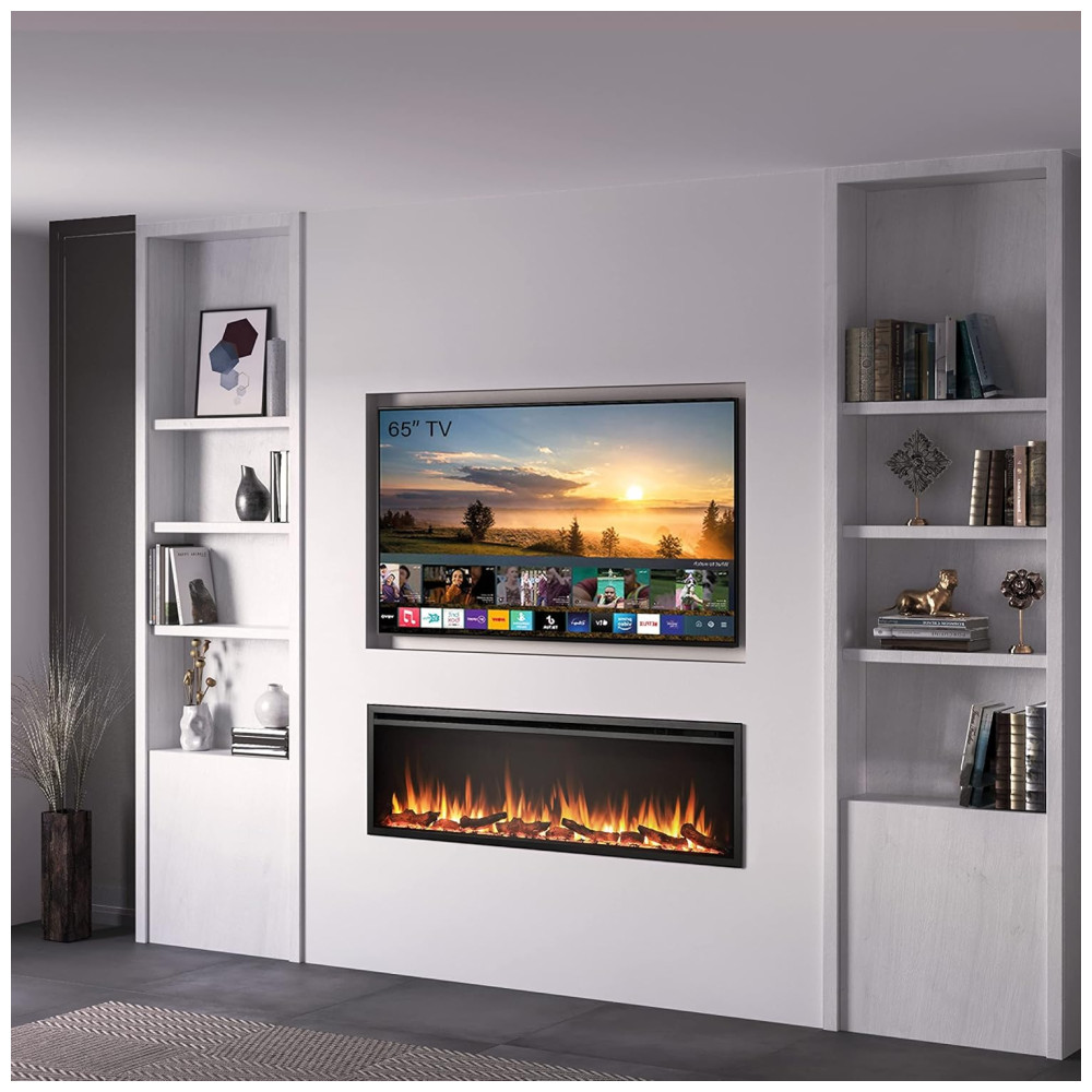 ectqp2cfr6590b_1 jpg - Lareira Elétrica de Embutir 81 A x 152 L com Controle Remoto, 110V, LegendFlame, Preta