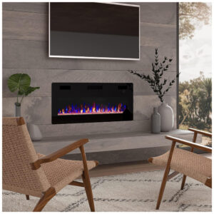 ectqp3pyvzk80b_2 jpg - Lareira Elétrica de Embutir A45x91L, com Controle Remoto e Luz de LED, 1500W, 110v, BOSSIN 36 inch Electric Fireplace, Preto