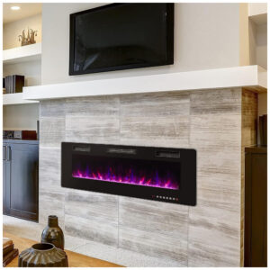 ectqp3pyvzk80b_8 jpg - Lareira Elétrica de Embutir A45x91L, com Controle Remoto e Luz de LED, 1500W, 110v, BOSSIN 36 inch Electric Fireplace, Preto