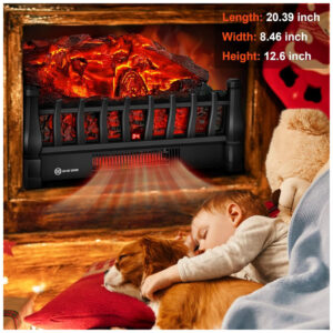 Lareira Elétrica Ecológica com Controle Remoto, 5 Níveis de Brilhos, Proteção Contra Superaquecimento e Temporizador, 110V 1800W, ALPACA 2093, Preta