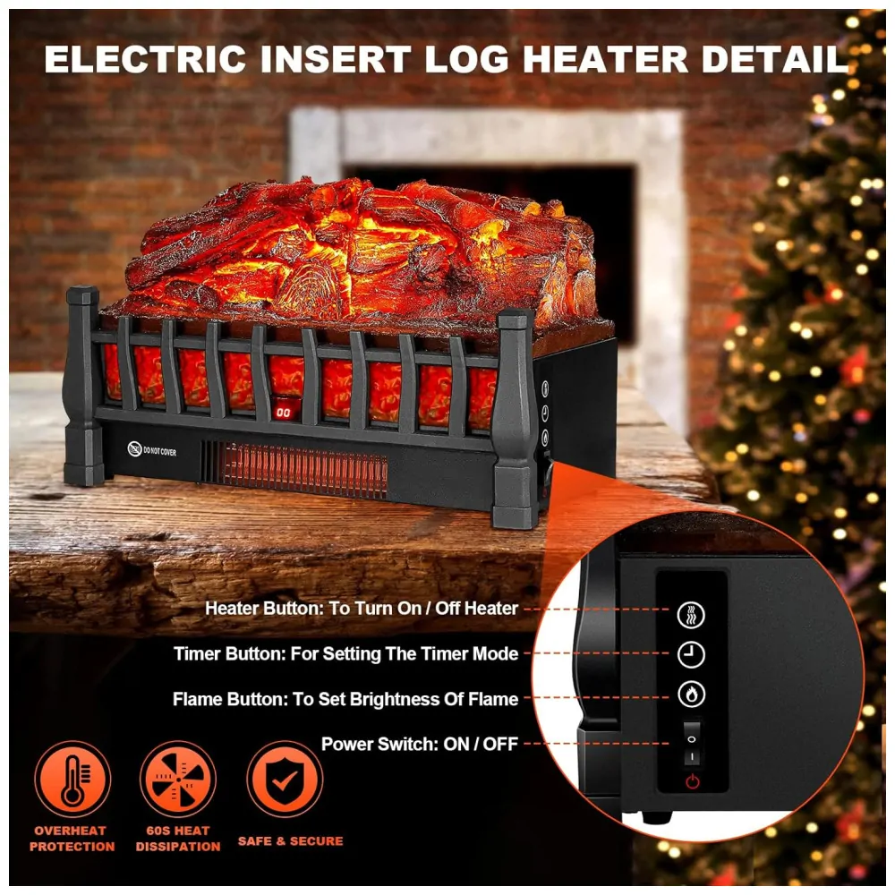 Lareira Elétrica Ecológica com Controle Remoto, 5 Níveis de Brilhos, Proteção Contra Superaquecimento e Temporizador, 110V 1800W, ALPACA 2093, Preta