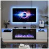 ectqpp625b3c0b_0 jpg - Lareira Elétrica e Suporte de TV com Controle Remoto, 110V, Oneinmil, Branco