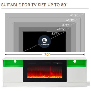 ectqpp625b3c0b_1 jpg - Lareira Elétrica e Suporte de TV com Controle Remoto, 110V, Oneinmil, Branco
