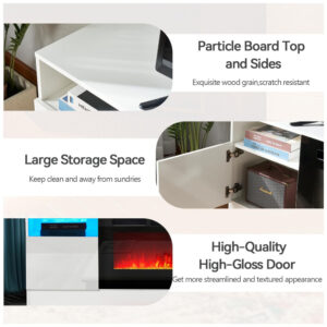 ectqpp625b3c0b_6 jpg - Lareira Elétrica e Suporte de TV com Controle Remoto, 110V, Oneinmil, Branco