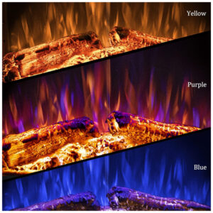 Lareira Elétrica de Embutir A62x76L com Porta de Vidro, Tela de Malha, Chamas Multicoloridas e Sons de Crepitação de Fogo, 110V 1500W, Benrocks, Preta