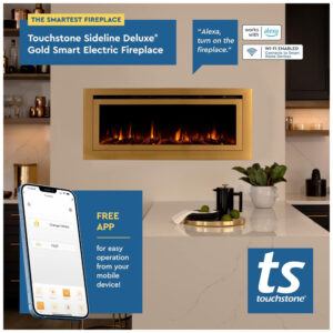 ectqq69ld7fb0b_1 jpg - Lareira Elétrica de Embutir A54x127L com Controle por APP e Chamas Multicoloridas, 110V 1500W, Touchstone 86275, Dourada