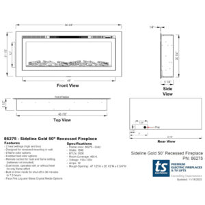 ectqq69ld7fb0b_6 jpg - Lareira Elétrica de Embutir A54x127L com Controle por APP e Chamas Multicoloridas, 110V 1500W, Touchstone 86275, Dourada