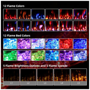 ectqq78mn2yc0b_4 jpg - Lareira Elétrica Ultra Fina BREEZEHEAT 127 cm, Montada na Parede, com Controle Remoto, Tela Touch, Aquecedor 1500W e Timer.Eueiriup