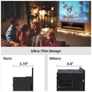 ectqq78mn2yc0b_5 jpg - Lareira Elétrica Ultra Fina BREEZEHEAT 127 cm, Montada na Parede, com Controle Remoto, Tela Touch, Aquecedor 1500W e Timer.Eueiriup