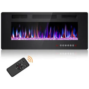 ectqqh7kz2180b_0 jpg - Lareira Elétrica Joy Pebble de 107 cm, Embutida ou de Parede, com Aquecedor 750 1500W, LED Touch, Controle Remoto, Timer, Chamas Ajustáveis em Cor