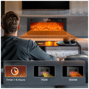 ectqqh7kz2180b_1 jpg - Lareira Elétrica Joy Pebble de 107 cm, Embutida ou de Parede, com Aquecedor 750 1500W, LED Touch, Controle Remoto, Timer, Chamas Ajustáveis em Cor