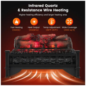 ectqqnnt3q9c0b_2 jpg - Lareira Elétrica Ecológica 20 50 cm com Cama de Brasa de Pinho Realista, Temperatura Ajustável e Proteção Contra Superaquecimento, 110V 1500W, Tangkula, Preta