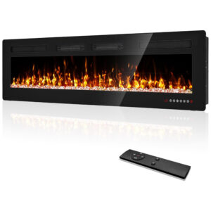 ectqqvjjfzrc0b_0 jpg - Lareira Elétrica de Embutir A45x182L cm com Controle Remoto e Digital, 110V 1500W, Eueiriup, Preta