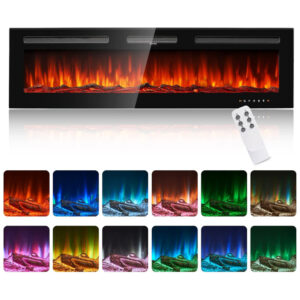 ectqr2ytj1cb0b_0 jpg - Lareira Elétrica oneinmil de 152 cm, Embutida ou de Parede, 750W 1500W, 12 Cores de Chama, Controle Remoto, Troncos e Cristais Inclusos