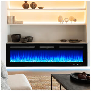 ectqr2ytj1cb0b_1 jpg - Lareira Elétrica oneinmil de 152 cm, Embutida ou de Parede, 750W 1500W, 12 Cores de Chama, Controle Remoto, Troncos e Cristais Inclusos