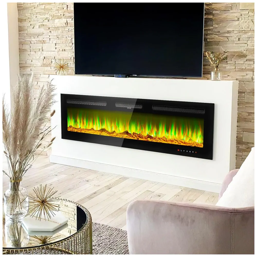 ectqr2ytj1cb0b_7 jpg - Lareira Elétrica oneinmil de 152 cm, Embutida ou de Parede, 750W 1500W, 12 Cores de Chama, Controle Remoto, Troncos e Cristais Inclusos
