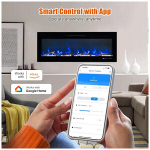 ectqr4pb4fmd0b_5 jpg - Lareira Elétrica de 127 cm, Embutida ou de Parede, com LED Touch, Controle Remoto e App Wi Fi. Aquecedor 1500 750W, 12 Cores Ajustáveis,Timer, AsyPets