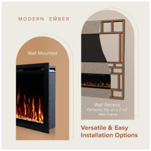 ectqr787ycdd0b_2 jpg - Lareira Elétrica Linear Inteligente Modern Ember Aerus de 91 cm, Embutida ou de Parede, Chamas LED Multicoloridas, Wi Fi, Alexa, Google